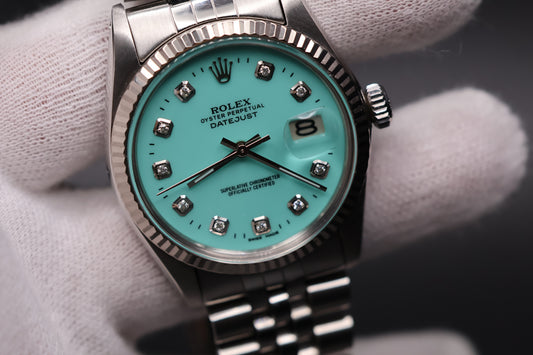 Rolex Datejust 36mm 16014 (1985) CUSTOM TURQOIISE DIAL